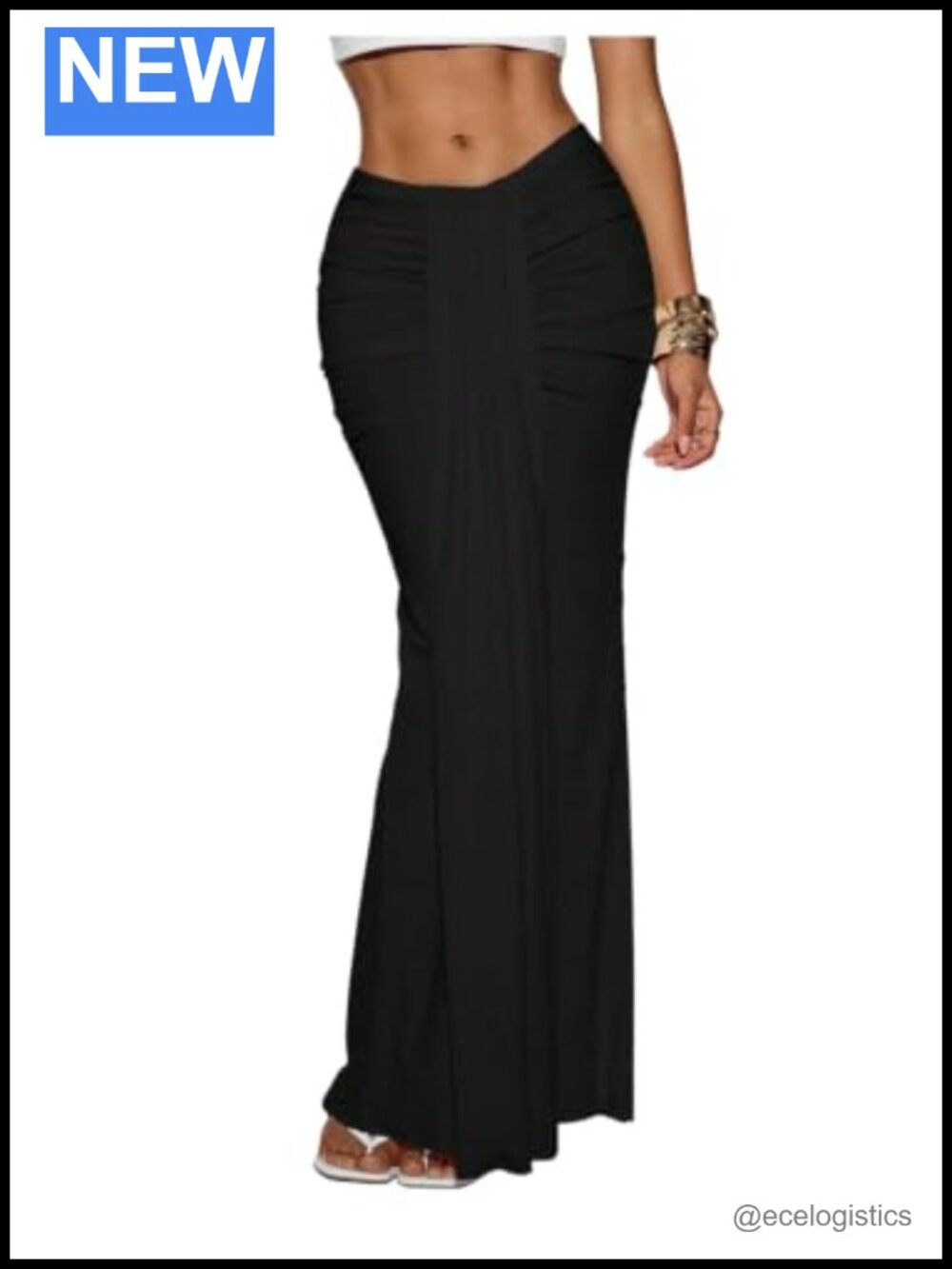 Women's Ruched Bodycon Maxi Skirt Floor Length Wrap Formal